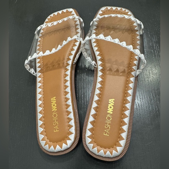 Alexa White Flat Sandals - Picture 2 of 7